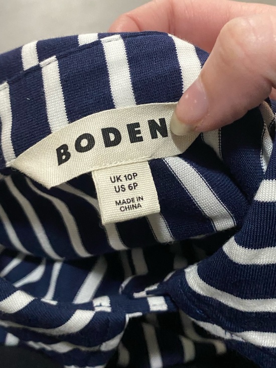 Boden Marcia Jersey Shirt Dress Midi Navy White stripes 6 Petite - Picture 4 of 6